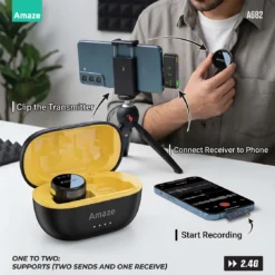 Amaze A682 Audix Core Noise Cancellation Type-C Dual Wireless Microphone 360° omnidirectional 11 Amaze A682 Audix Core Noise Cancellation Type-C Dual Wireless Microphone 360° omnidirectional - Image 6