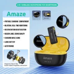 Amaze A682 Audix Core Noise Cancellation Type-C Dual Wireless Microphone 360° omnidirectional 10 Amaze A682 Audix Core Noise Cancellation Type-C Dual Wireless Microphone 360° omnidirectional - Image 5
