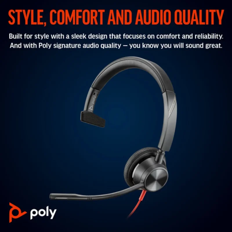 Poly Blackwire 3315 Wired 3.5mm and USB Mono Headphones Single Ear with Boom Mic (Poly) - Connect to PC/Mac via USB-A or mobile/tablet via 3.5 mm connector 8 aee283679d93f950c8bdc8909cd0da27