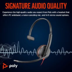 Poly Blackwire 3215 Wired 3.5mm and USB Mono Headphones Single Ear with Boom Mic (Poly) - Connect to PC/Mac via USB-A or mobile/tablet via 3.5 mm connector 5 Poly Blackwire 3215