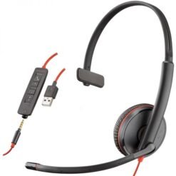 Alternative view of Poly Blackwire 3215 Wired 3.5mm and USB Mono Headphones Single Ear with Boom Mic (Poly) - Connect to PC/Mac via USB-A or mobile/tablet via 3.5 mm connector