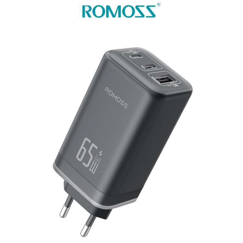 Romoss AC65MC 65W Gan Pro+ Charger USB and Type C Ports QC 3.0 Laptop Fast Charger For Laptops MacBook and Mobiles EU Plug 1 Romoss AC65MC