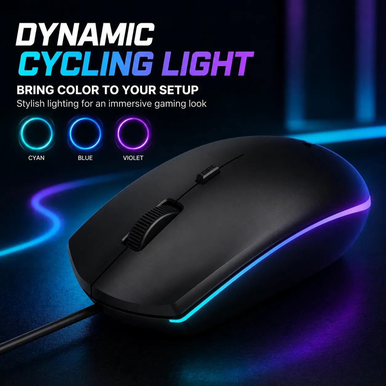 RAPOO V11S Optical Wired RGB Gaming 1600DPI Ergonomic Design 4 RAPOO V11S Optical Wired RGB Gaming 1600DPI Ergonomic Design - Image 4