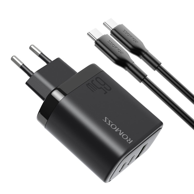 Romoss AC65H 65w Laptop and Mobile Fast Charger with Cable EU Plug 1 USB A and 2 Type-C Ports 4 Romoss AC65H