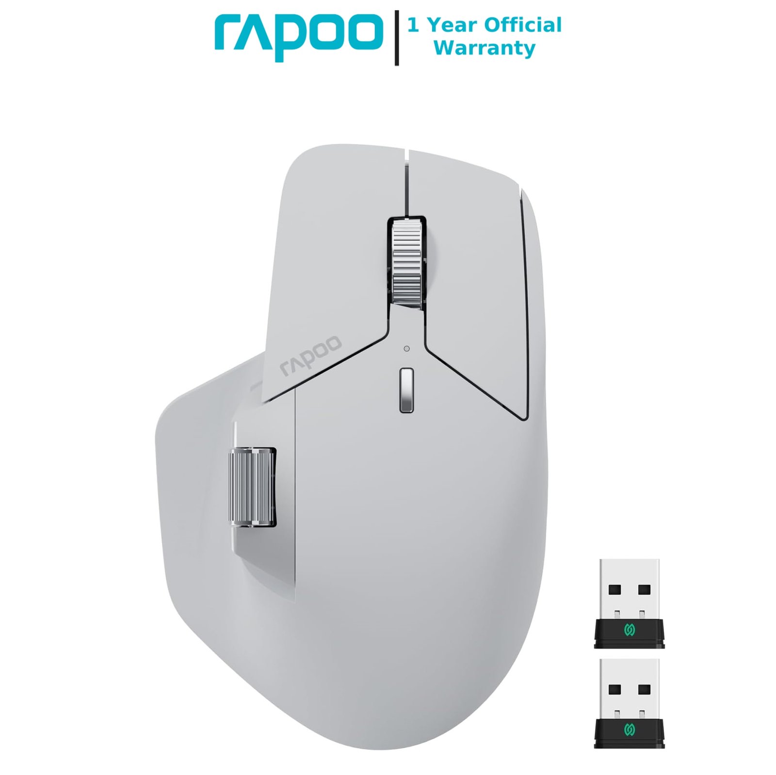RAPOO MT760 PRO Wireless Mouse Light Grey NearLink + Bluetooth 5.0 Multi-Device, 12K DPI, 2K Polling, Ergo for Work & Gaming, 11 Programmable Buttons 1 RAPOO MT760 PRO