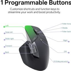 RAPOO MT760 PRO Wireless Mouse Black NearLink + Bluetooth 5.0 Multi-Device, 12K DPI, 2K Polling, Ergo for Work & Gaming, 11 Programmable Buttons 13 RAPOO MT760 PRO Wireless Mouse Black NearLink + Bluetooth 5.0 Multi-Device, 12K DPI, 2K Polling, Ergo for Work & Gaming, 11 Programmable Buttons - Image 6