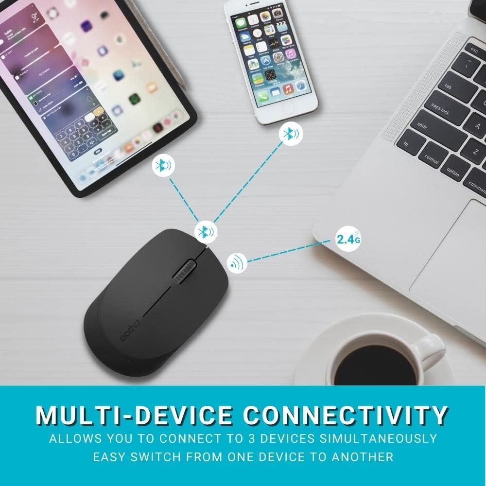 RAPOO M100 Silent Multi-Mode Wireless Mouse 1300Dpi Connect via Bluetooth 3.0, 4.0, and 2.4 GHz 6 RAPOO M100 Silent Multi-Mode Wireless Mouse 1300Dpi Connect via Bluetooth 3.0, 4.0, and 2.4 GHz - Image 6