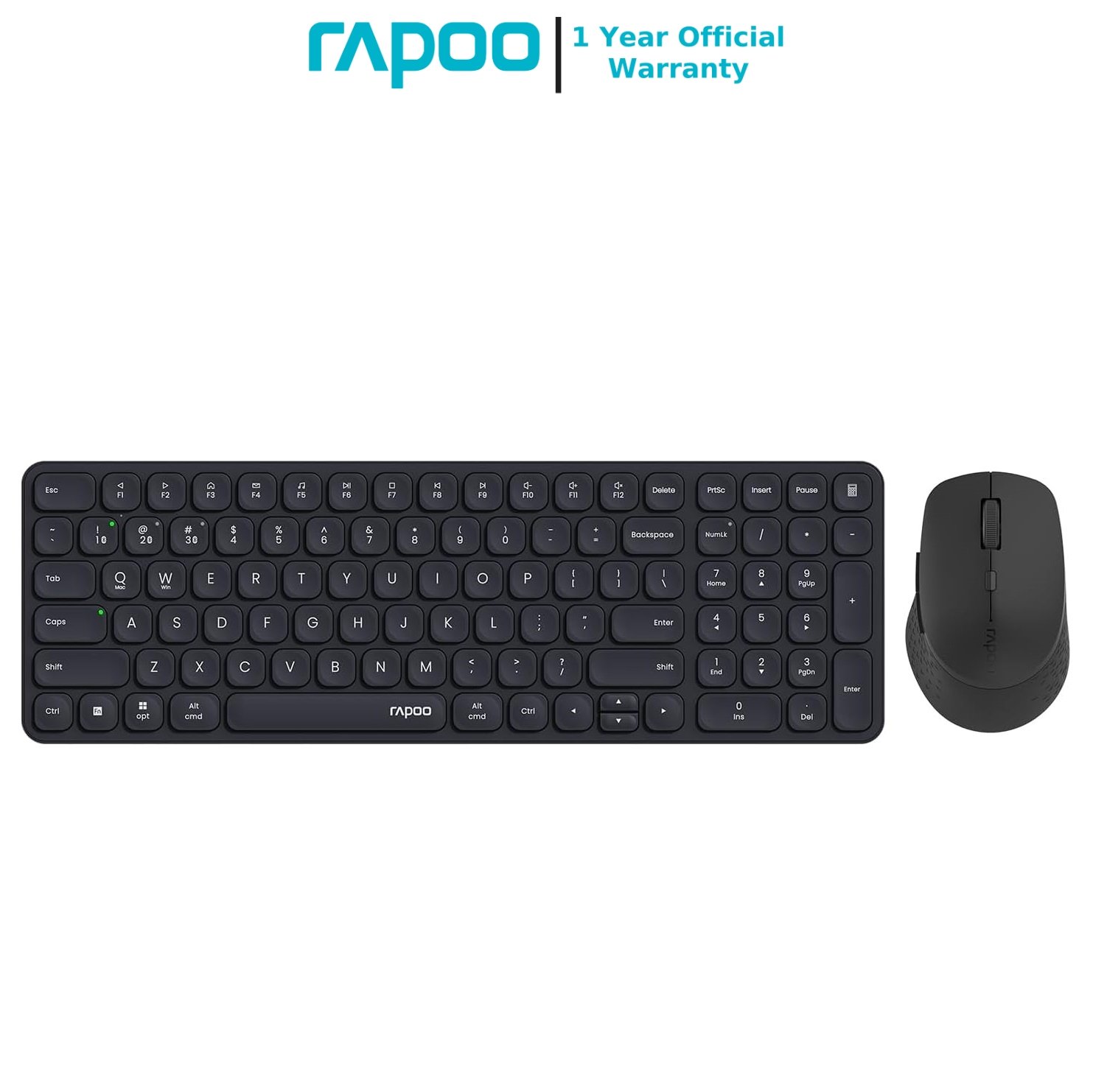 RAPOO 9360M Wireless Combo Black Keyboard and Mouse 99-Key Ultra-Thin Bluetooth Keyboard with Number Pad & M300G Silent Mouse, Support 4 Devices 1 RAPOO 9360M