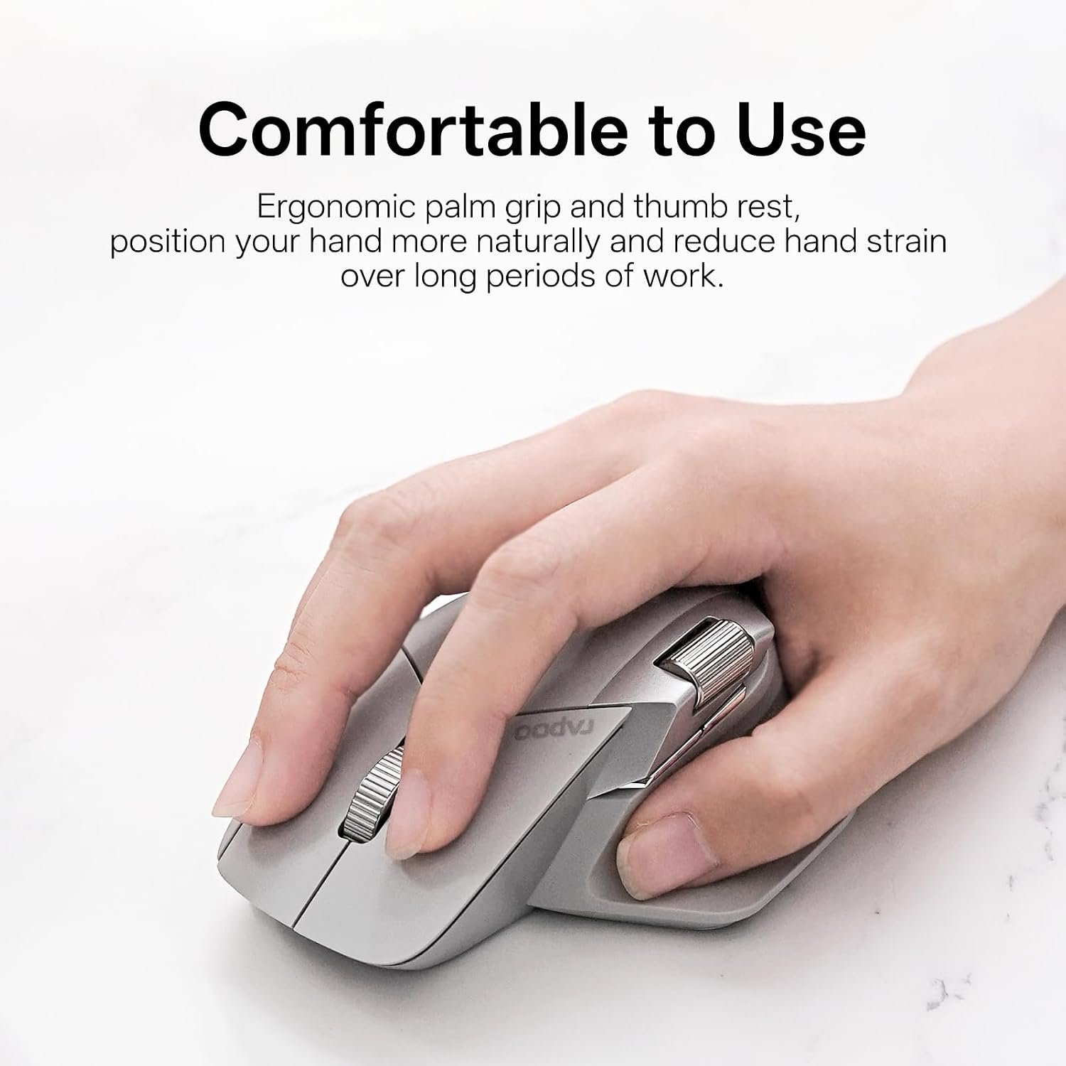 RAPOO MT760 PRO Wireless Mouse Light Grey NearLink + Bluetooth 5.0 Multi-Device, 12K DPI, 2K Polling, Ergo for Work & Gaming, 11 Programmable Buttons 7 RAPOO MT760 PRO Wireless Mouse Light Grey NearLink + Bluetooth 5.0 Multi-Device, 12K DPI, 2K Polling, Ergo for Work & Gaming, 11 Programmable Buttons - Image 7