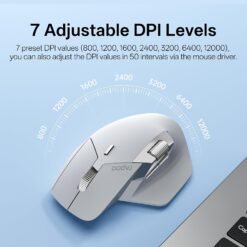 RAPOO MT760 PRO Wireless Mouse Light Grey NearLink + Bluetooth 5.0 Multi-Device, 12K DPI, 2K Polling, Ergo for Work & Gaming, 11 Programmable Buttons 12 RAPOO MT760 PRO Wireless Mouse Light Grey NearLink + Bluetooth 5.0 Multi-Device, 12K DPI, 2K Polling, Ergo for Work & Gaming, 11 Programmable Buttons - Image 5
