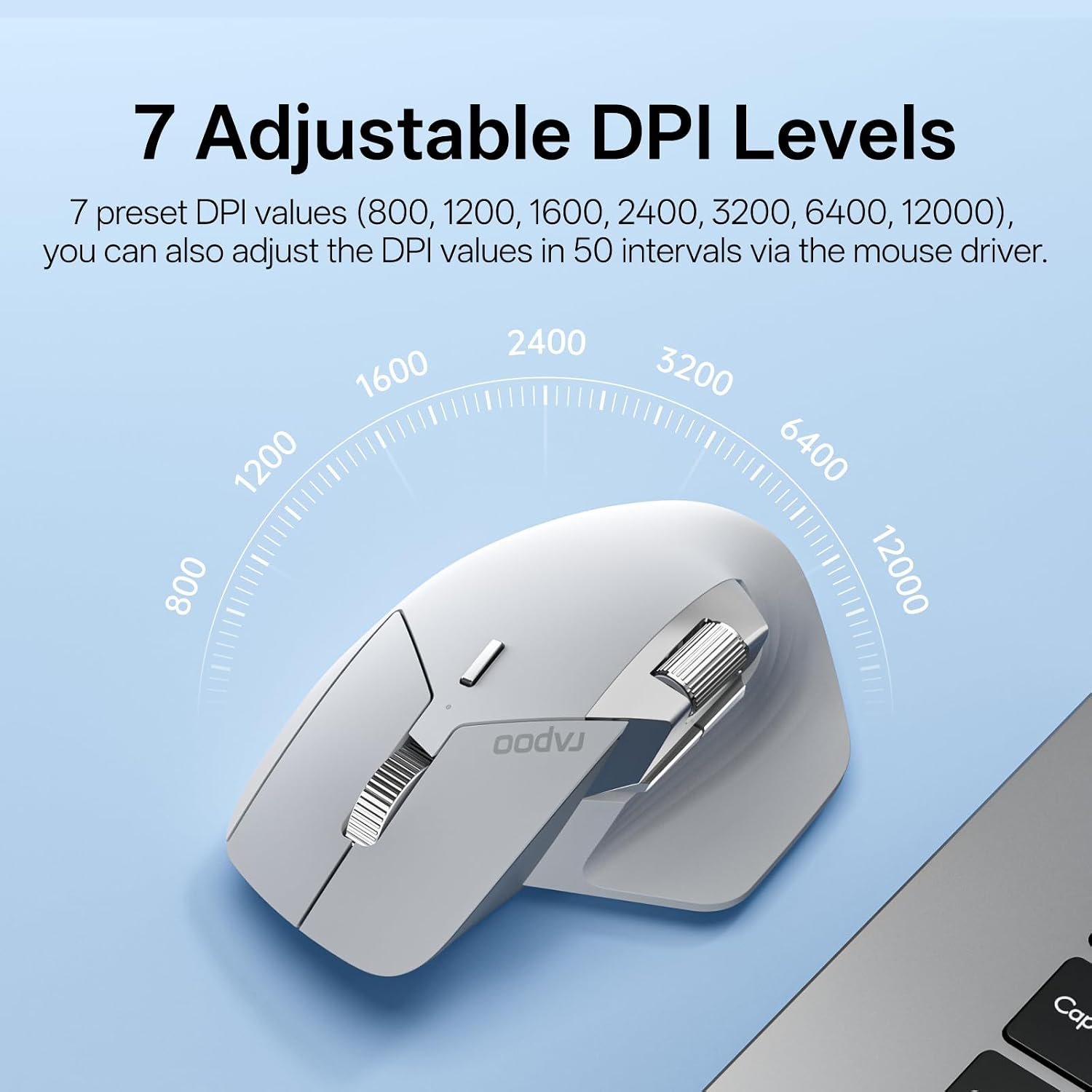 RAPOO MT760 PRO Wireless Mouse Light Grey NearLink + Bluetooth 5.0 Multi-Device, 12K DPI, 2K Polling, Ergo for Work & Gaming, 11 Programmable Buttons 5 RAPOO MT760 PRO Wireless Mouse Light Grey NearLink + Bluetooth 5.0 Multi-Device, 12K DPI, 2K Polling, Ergo for Work & Gaming, 11 Programmable Buttons - Image 5