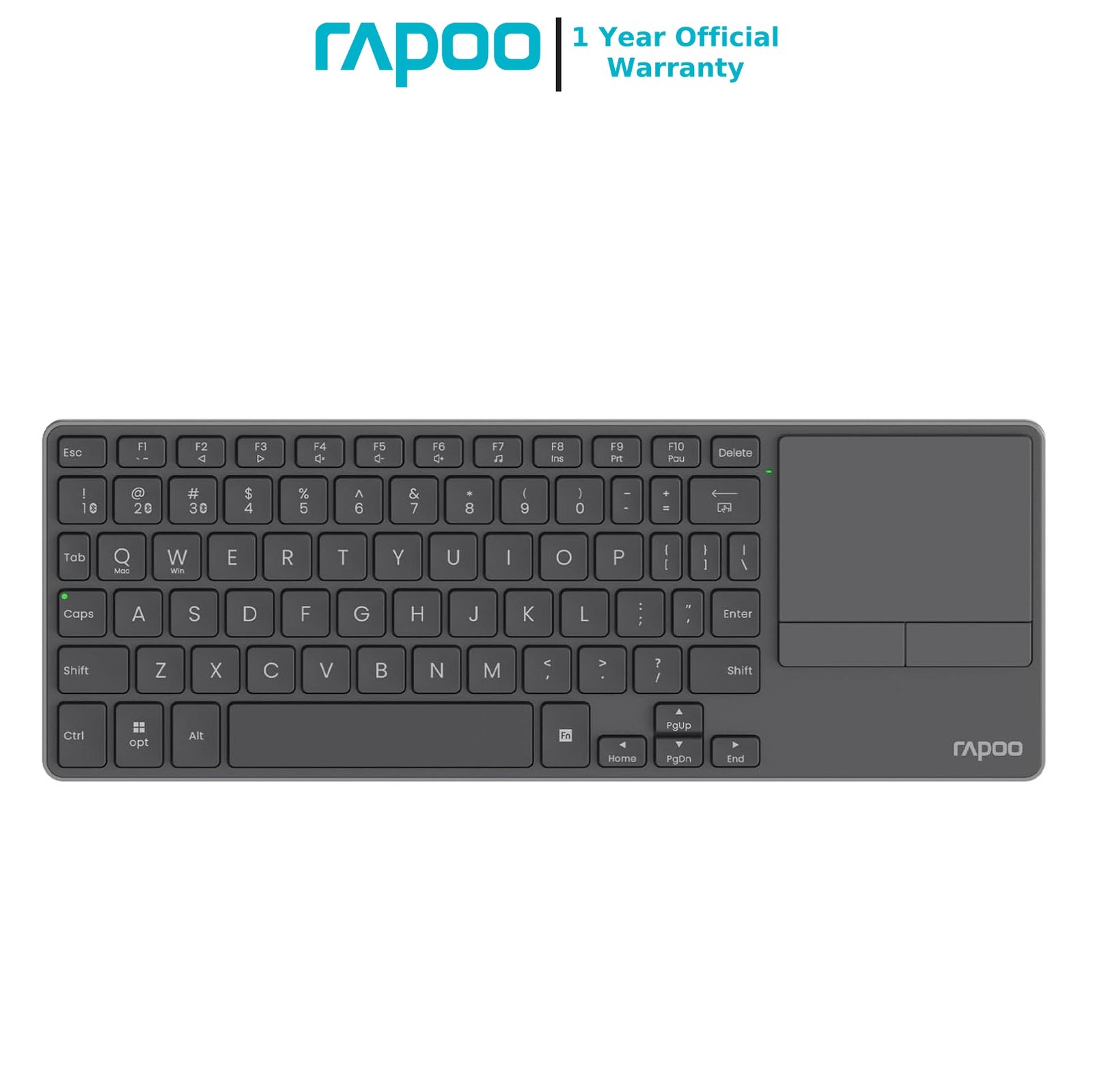 RAPOO E900T Mini Wireless Keyboard Black with Touchpad Multi-Device HTPC Support Touch Gestures for Windows & Mac 1 RAPOO E900T