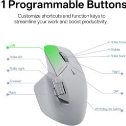 RAPOO MT760 PRO Wireless Mouse Light Grey NearLink + Bluetooth 5.0 Multi-Device, 12K DPI, 2K Polling, Ergo for Work & Gaming, 11 Programmable Buttons 11 RAPOO MT760 PRO Wireless Mouse Light Grey NearLink + Bluetooth 5.0 Multi-Device, 12K DPI, 2K Polling, Ergo for Work & Gaming, 11 Programmable Buttons - Image 4