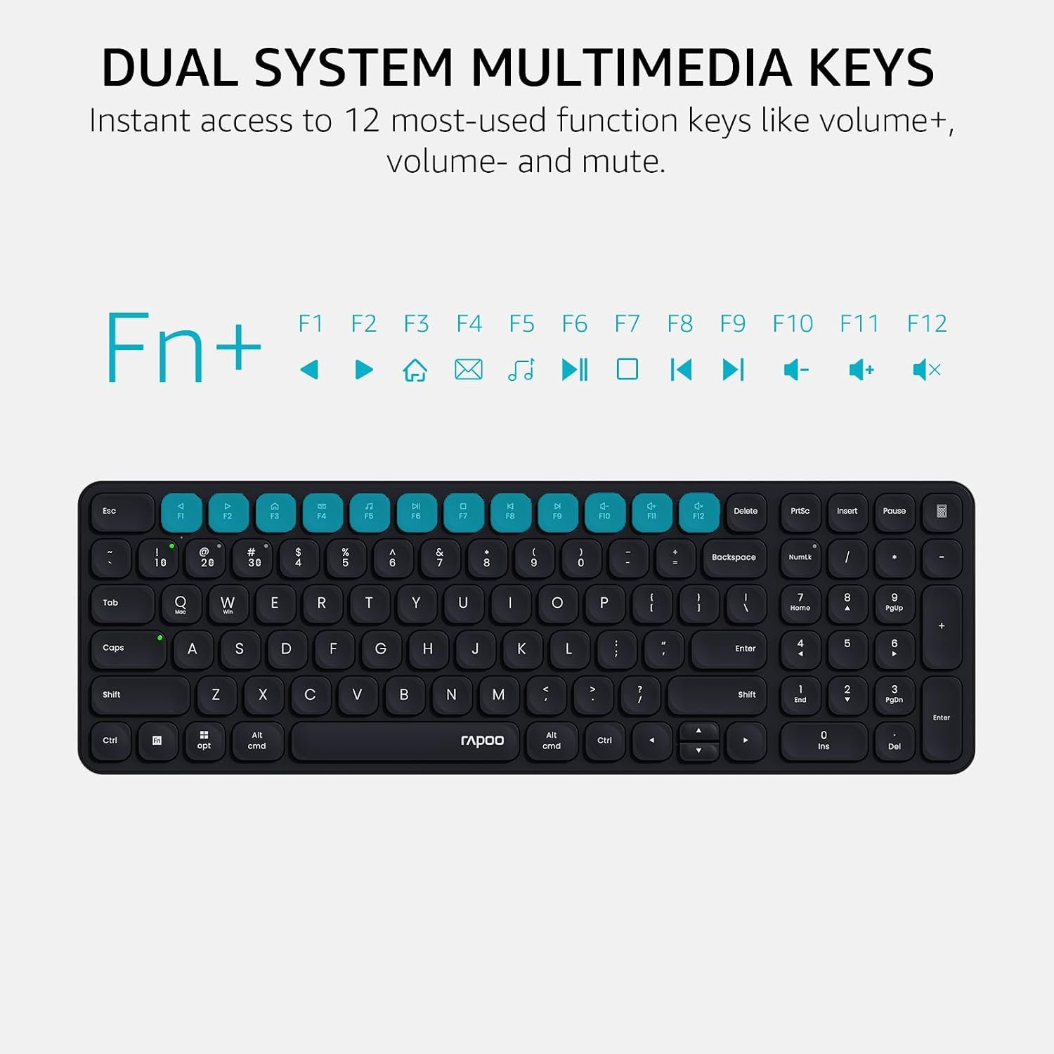 RAPOO 9360M Wireless Combo Black Keyboard and Mouse 99-Key Ultra-Thin Bluetooth Keyboard with Number Pad & M300G Silent Mouse, Support 4 Devices 5 RAPOO 9360M