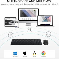 Alternative view of RAPOO 9360M Wireless Combo Black Keyboard and Mouse 99-Key Ultra-Thin Bluetooth Keyboard with Number Pad & M300G Silent Mouse, Support 4 Devices