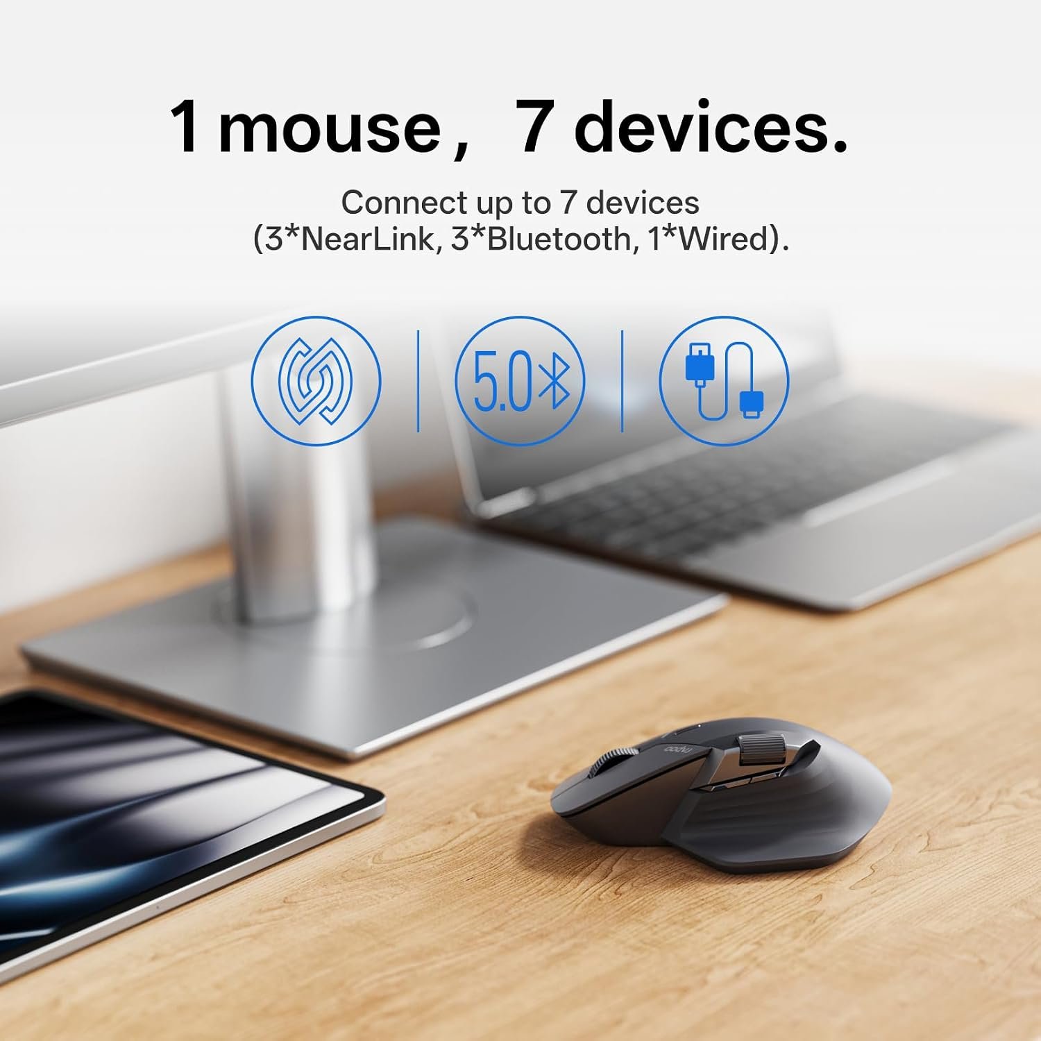 RAPOO MT760 PRO Wireless Mouse Black NearLink + Bluetooth 5.0 Multi-Device, 12K DPI, 2K Polling, Ergo for Work & Gaming, 11 Programmable Buttons 3 RAPOO MT760 PRO Wireless Mouse Black NearLink + Bluetooth 5.0 Multi-Device, 12K DPI, 2K Polling, Ergo for Work & Gaming, 11 Programmable Buttons - Image 3