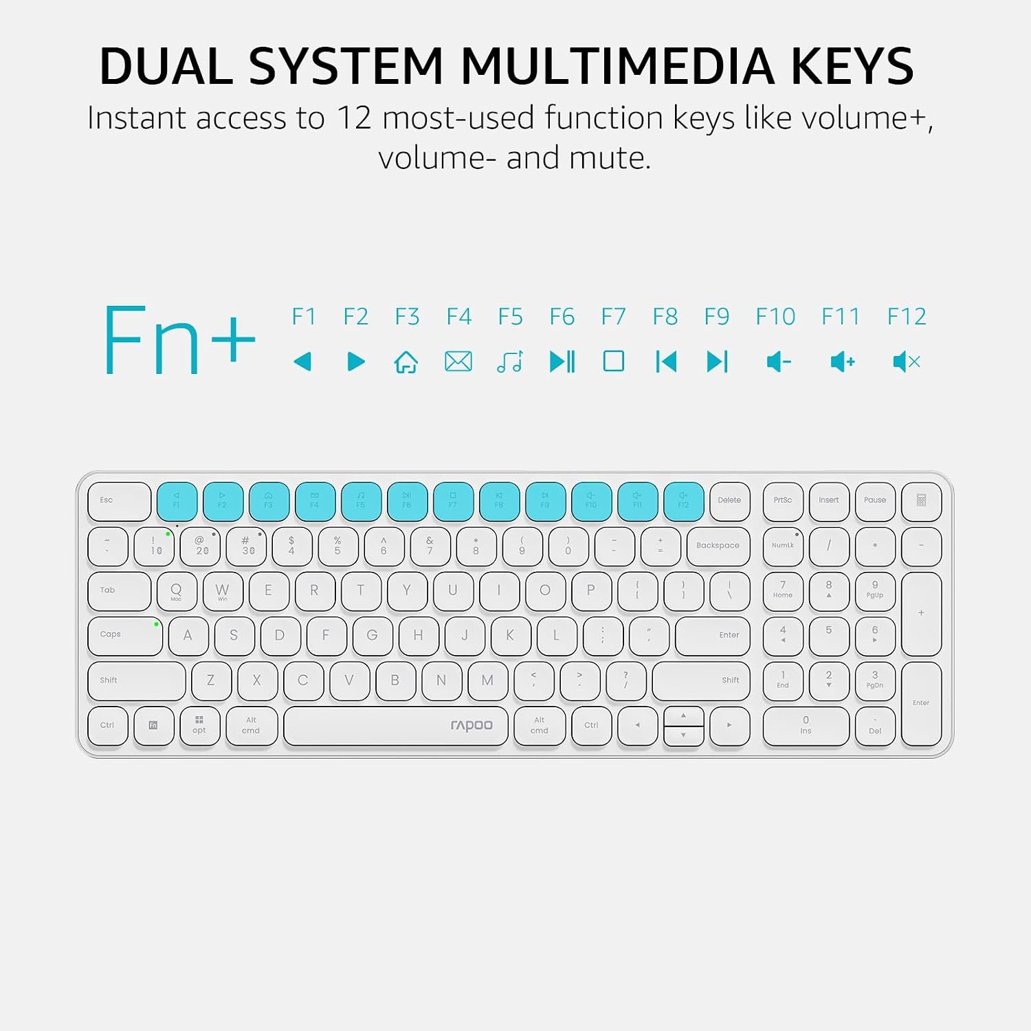 RAPOO 9360M Wireless Combo White Keyboard and Mouse 99-Key Ultra-Thin Bluetooth Keyboard with Number Pad & M300G Silent Mouse, Support 4 Devices (Copy) 4 RAPOO 9360M