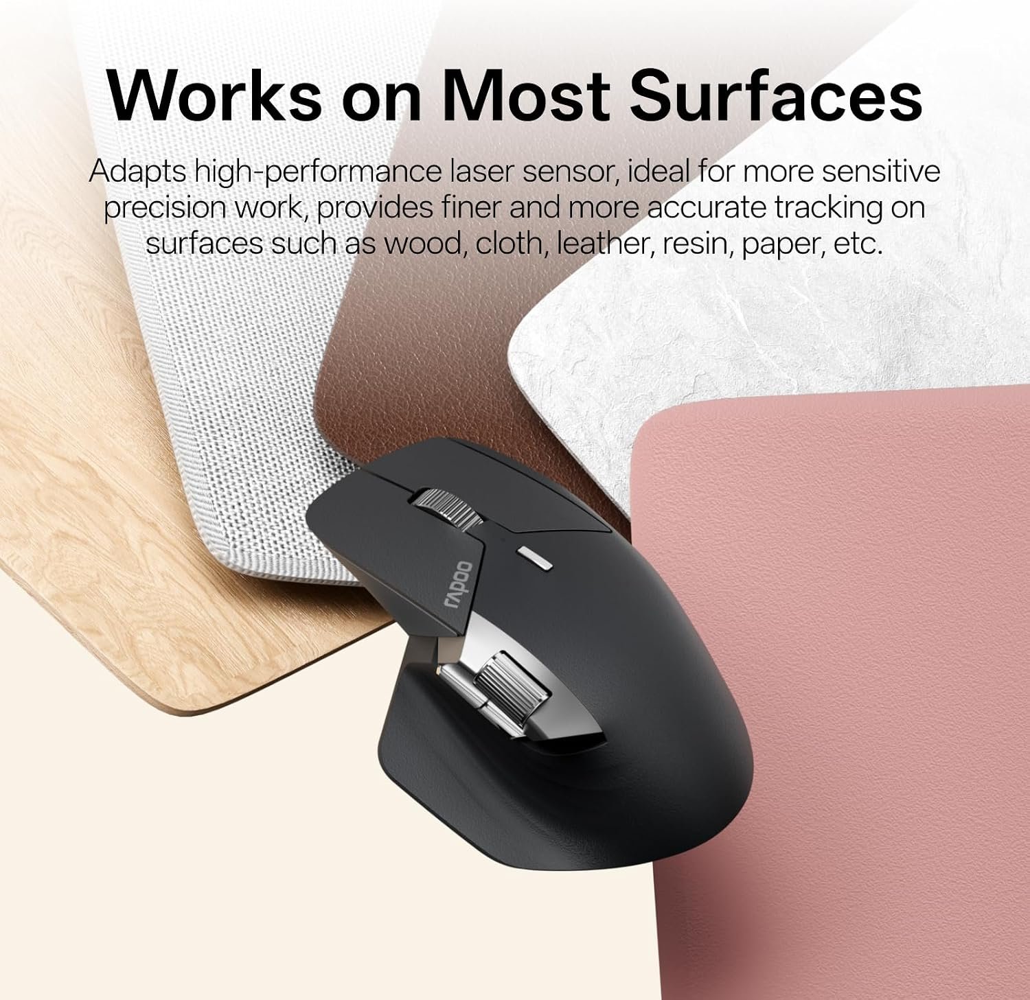 RAPOO MT760 PRO Wireless Mouse Black NearLink + Bluetooth 5.0 Multi-Device, 12K DPI, 2K Polling, Ergo for Work & Gaming, 11 Programmable Buttons 7 RAPOO MT760 PRO Wireless Mouse Black NearLink + Bluetooth 5.0 Multi-Device, 12K DPI, 2K Polling, Ergo for Work & Gaming, 11 Programmable Buttons - Image 7