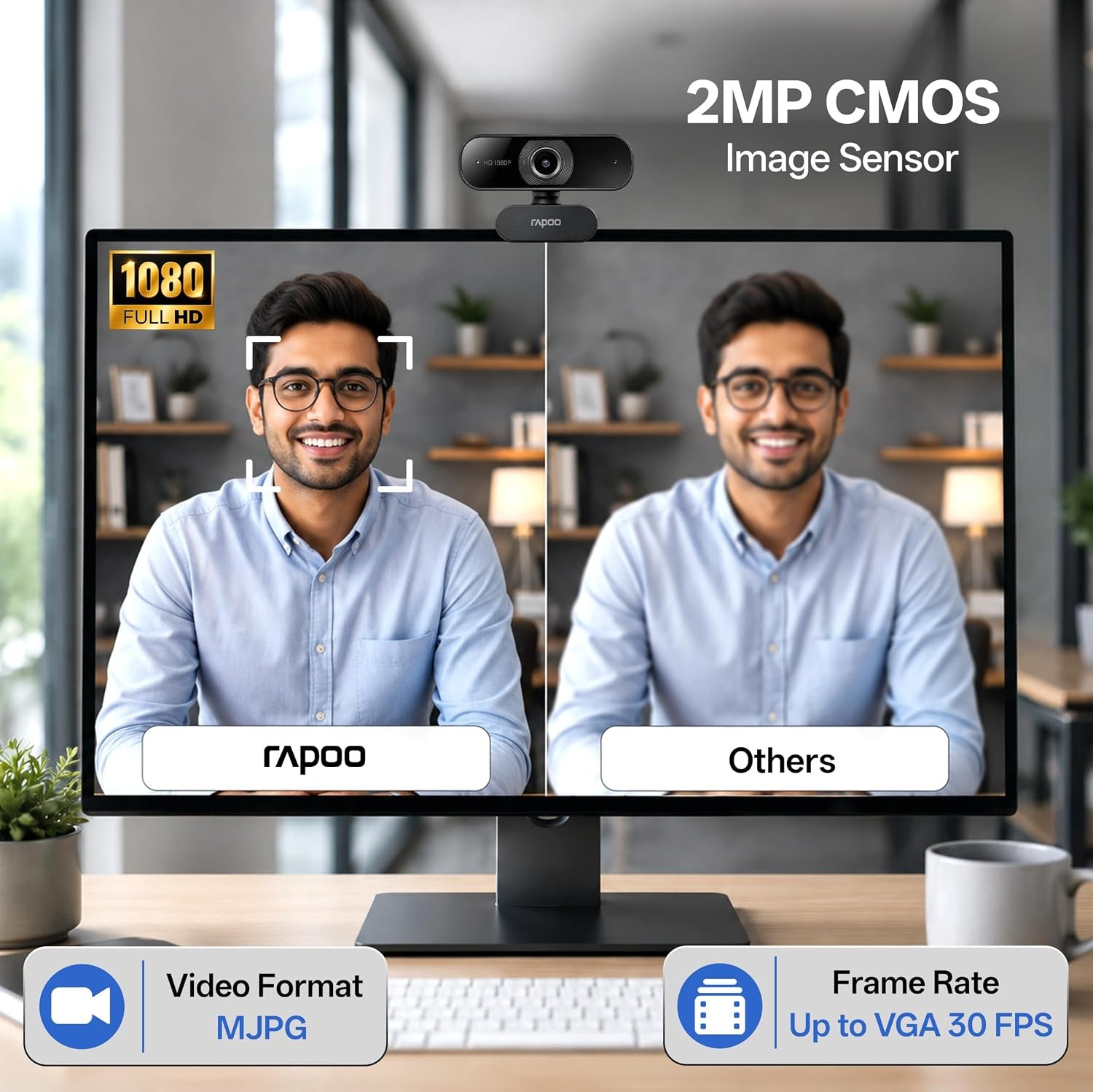 RAPOO C260 USB Full HD Webcam 1080p 30hz with Noise Cancelling Microphone 360 Horizontal 95 Super Wide-Angle 2mp 4 RAPOO C260 USB Full HD Webcam 1080p 30hz with Noise Cancelling Microphone 360 Horizontal 95 Super Wide-Angle 2mp - Image 4