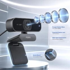 RAPOO C260 USB Full HD Webcam 1080p 30hz with Noise Cancelling Microphone 360 Horizontal 95 Super Wide-Angle 2mp 11 RAPOO C260