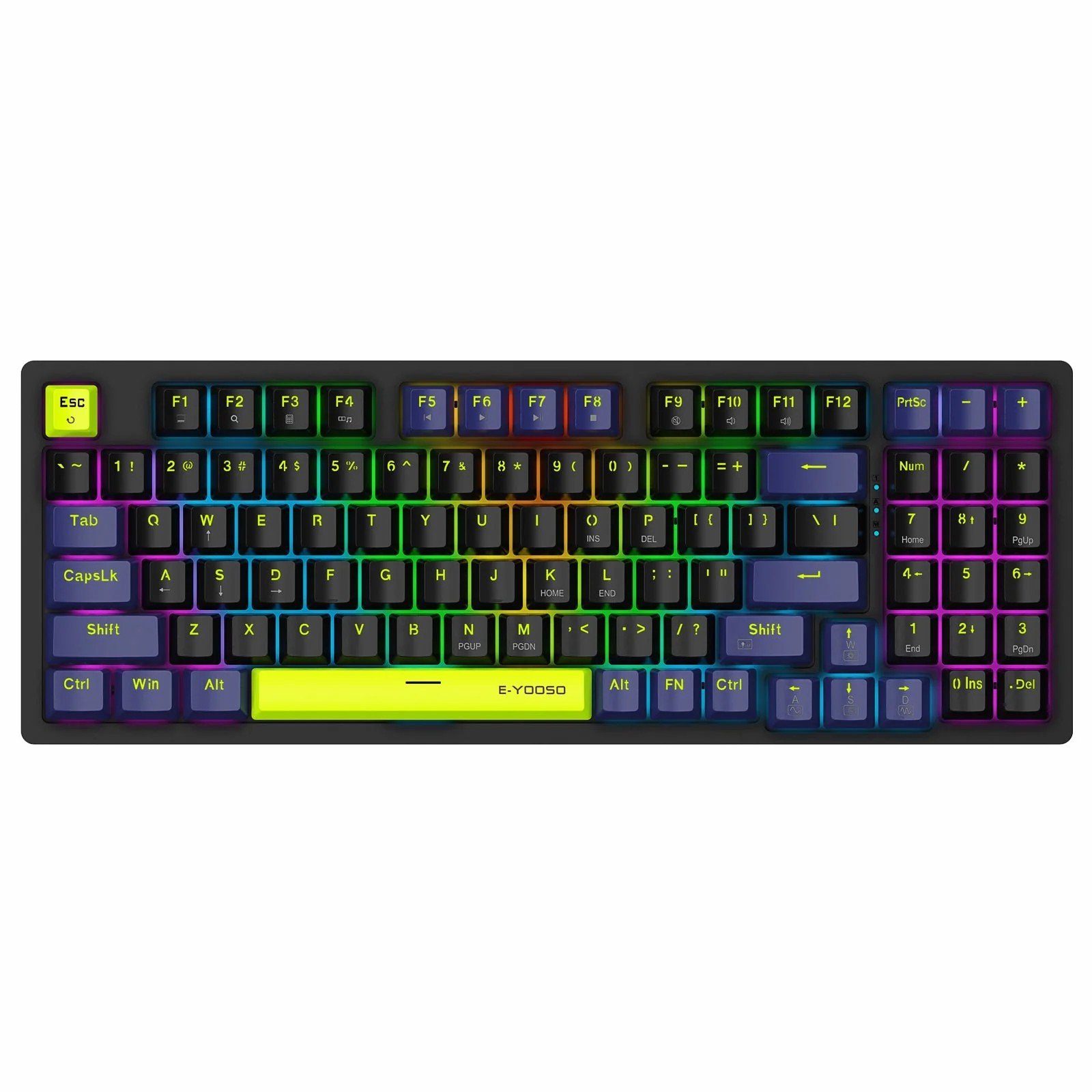 E-Yooso Z-94 Rainbow Light Wired Mechanical Gaming Keyboard 94-Keys Hot-Swappable Black Blue with Red Switch 4 E-Yooso Z-94 Rainbow Light Wired Mechanical Gaming Keyboard 94-Keys Hot-Swappable Black Blue with Red Switch - Image 4