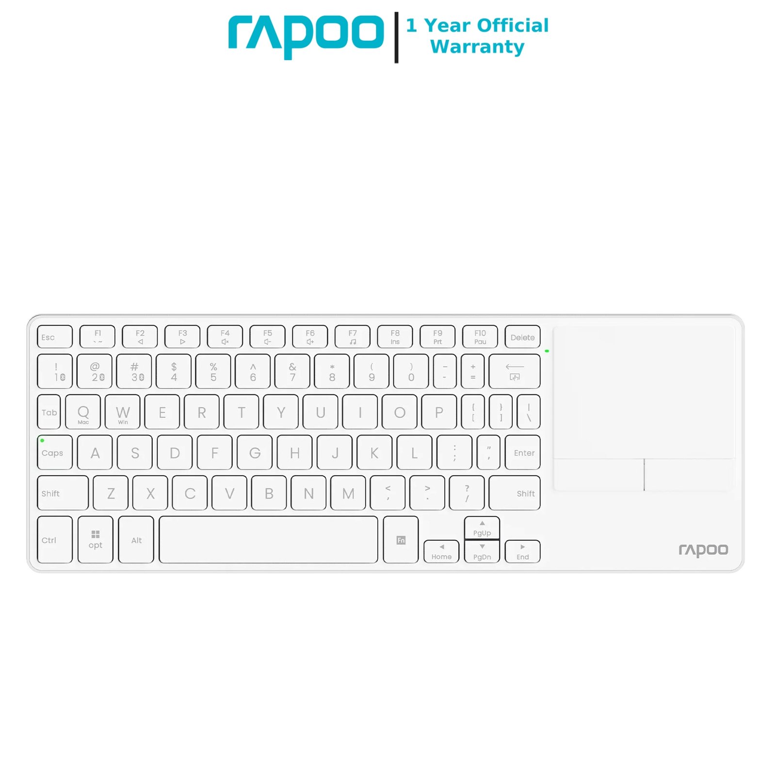RAPOO E900T Mini Wireless Keyboard White with Touchpad Multi-Device HTPC Support Touch Gestures for Windows & Mac (Copy) 1 RAPOO E900T