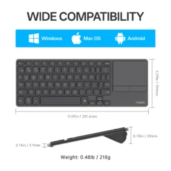 RAPOO E900T Mini Wireless Keyboard Black with Touchpad Multi-Device HTPC Support Touch Gestures for Windows & Mac 11 RAPOO E900T
