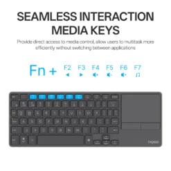RAPOO E900T Mini Wireless Keyboard Black with Touchpad Multi-Device HTPC Support Touch Gestures for Windows & Mac 9 RAPOO E900T Mini Wireless Keyboard Black with Touchpad Multi-Device HTPC Support Touch Gestures for Windows & Mac - Image 4