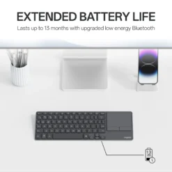 RAPOO E900T Mini Wireless Keyboard Black with Touchpad Multi-Device HTPC Support Touch Gestures for Windows & Mac 10 RAPOO E900T Mini Wireless Keyboard Black with Touchpad Multi-Device HTPC Support Touch Gestures for Windows & Mac - Image 5