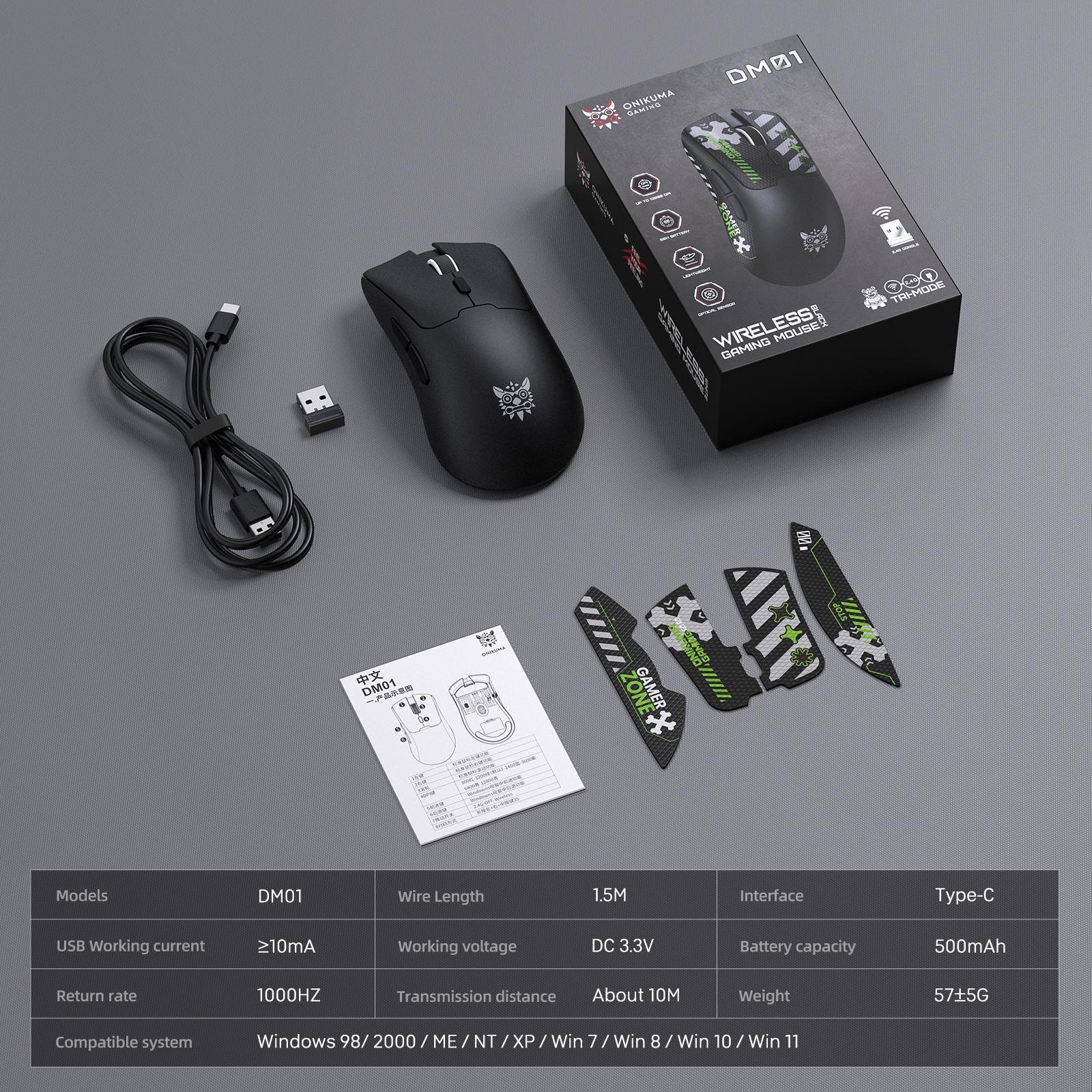 ONIKUMA DM01 Tri-Mode RGB Wireless Gaming Mouse Black with Stickers and 12,800 Dpi 4 ONIKUMA DM01 Tri-Mode RGB Wireless Gaming Mouse Black with Stickers and 12,800 Dpi - Image 4