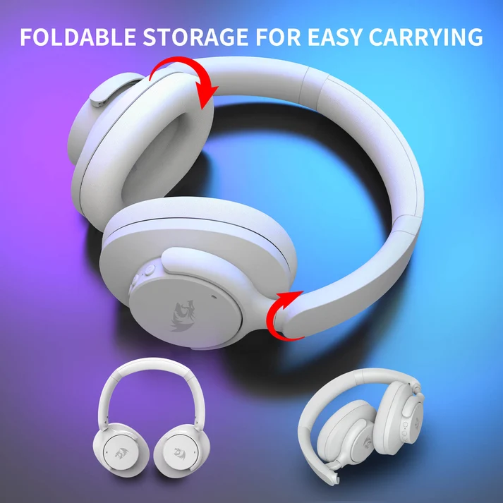 Redragon H610 VIBECORE ANC Bluetooth Wireless Headset White Dual Options Wired and BT with Mic 16 Redragon H610