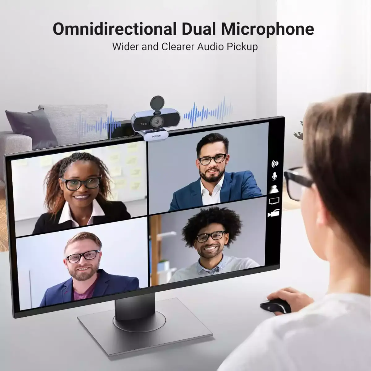 UGREEN 25442 2K USB Webcam Full HD 1080P for PC, Autofocus with Privacy Cover and Dual Noise Cancelling Mics for Streaming, Conferencing, Calling, Zoom, Skype, Teams 5 UGREEN 25442