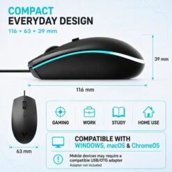 Alternative view of RAPOO V11S Optical Wired RGB Gaming 1600DPI Ergonomic Design