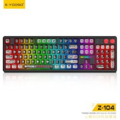 E-Yooso Z-104 RGB Tri-Mode Wireless Mechanical Gaming Keyboard Full Size Transparent Black Comic Design with Grey Silverwood Switch 7 E-Yooso Z-104 RGB Tri-Mode Wireless Mechanical Gaming Keyboard Full Size Transparent Black Comic Design with Grey Silverwood Switch - Image 3