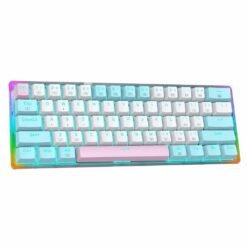 Alternative view of E-YOOSO Z-11T Blue Light with RGB Side Light 61 Keys Mechanical Gaming Keyboard White Blue with Blue Switch