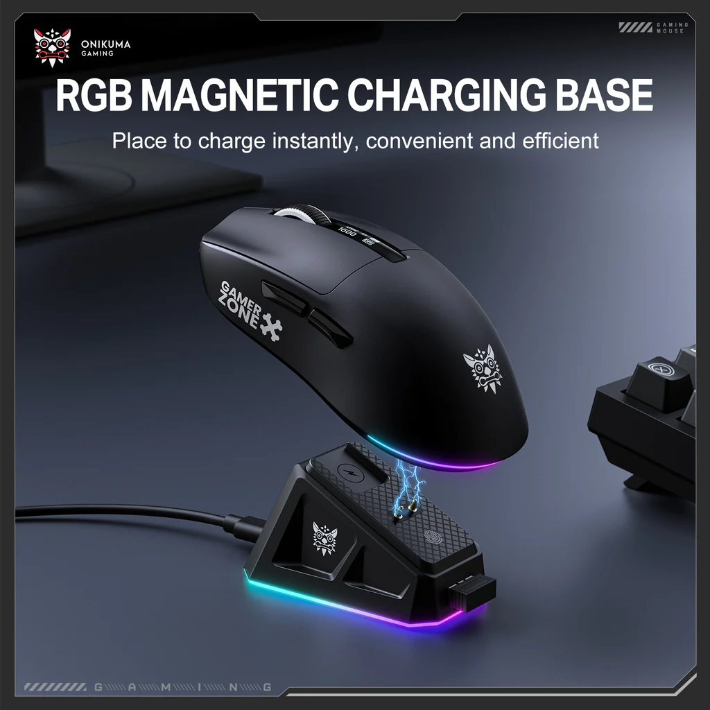 ONIKUMA DM07 Tri-Mode RGB Wireless Gaming Mouse Black with PAW3311 Sensor 12800Dpi 1000Hz Polling Rate & 6-Level DPI 4 ONIKUMA DM07 Tri-Mode RGB Wireless Gaming Mouse Black with PAW3311 Sensor 12800Dpi 1000Hz Polling Rate & 6-Level DPI - Image 4