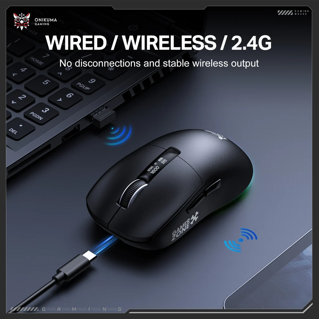 ONIKUMA DM07 Tri-Mode RGB Wireless Gaming Mouse Black with PAW3311 Sensor 12800Dpi 1000Hz Polling Rate & 6-Level DPI 5 ONIKUMA DM07 Tri-Mode RGB Wireless Gaming Mouse Black with PAW3311 Sensor 12800Dpi 1000Hz Polling Rate & 6-Level DPI - Image 5