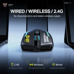 ONIKUMA DM06 Tri-Mode Wireless RGB Gaming Mouse Black with 12800Dpi and 1000Hz Polling Rate Rechargeable 11 ONIKUMA DM06 Tri-Mode Wireless RGB Gaming Mouse Black with 12800Dpi and 1000Hz Polling Rate Rechargeable - Image 5