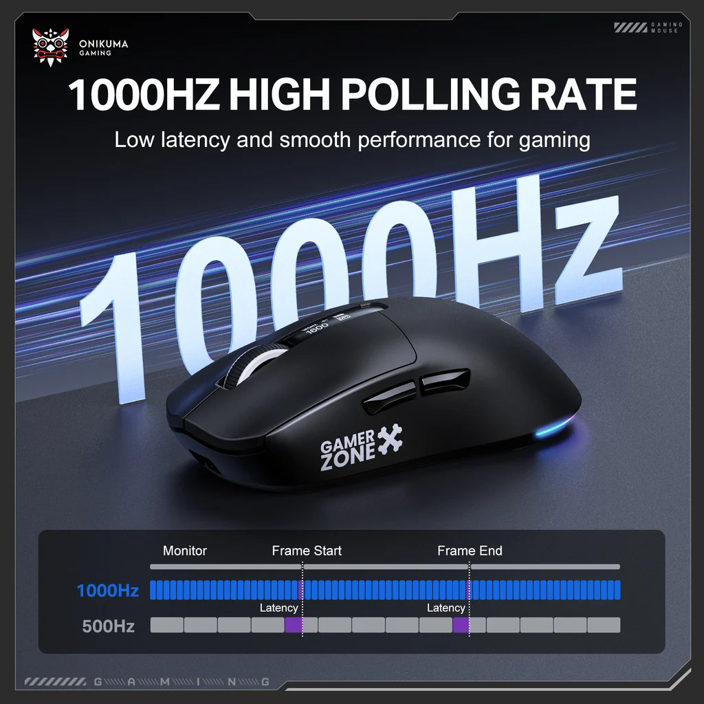 ONIKUMA DM07 Tri-Mode RGB Wireless Gaming Mouse Black with PAW3311 Sensor 12800Dpi 1000Hz Polling Rate & 6-Level DPI 8 ONIKUMA DM07 Tri-Mode RGB Wireless Gaming Mouse Black with PAW3311 Sensor 12800Dpi 1000Hz Polling Rate & 6-Level DPI - Image 8