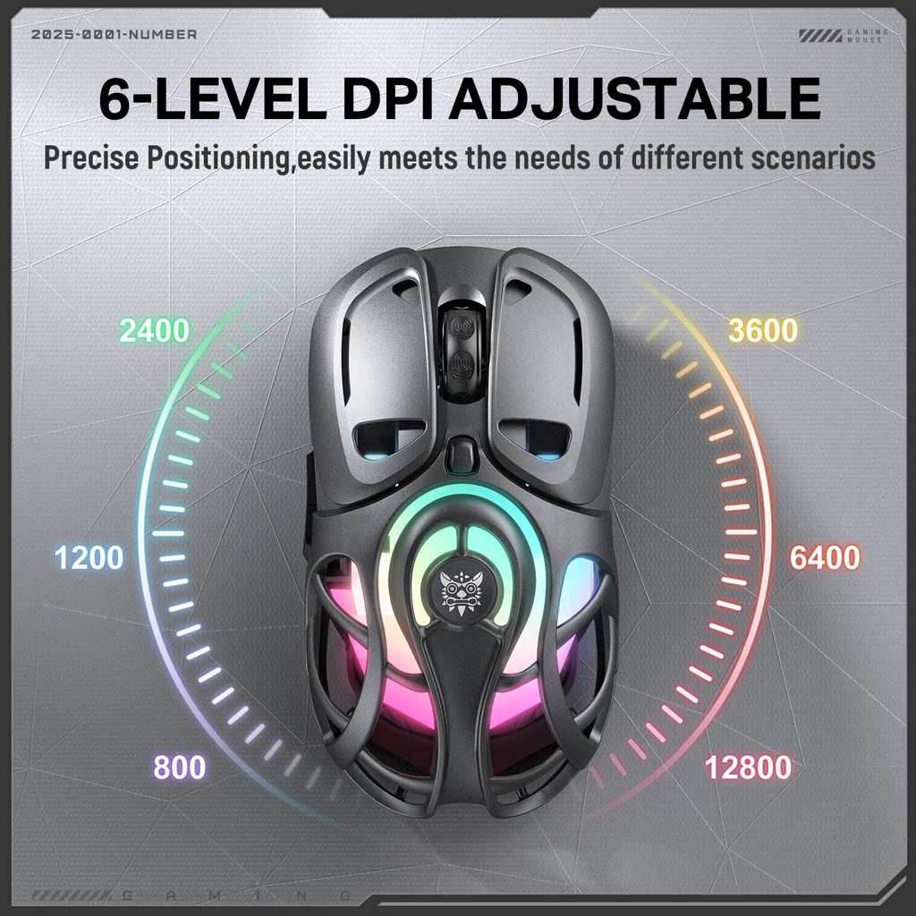 ONIKUMA DM02 Tri-Mode RGB Wireless Gaming Mouse 12800Dpi Lightweight Honeycomb Shell 1000Hz Polling Rate & 6-Level DPI 6 ONIKUMA DM02