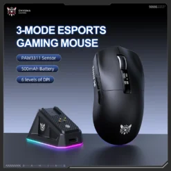 Alternative view of ONIKUMA DM07 Tri-Mode RGB Wireless Gaming Mouse Black with PAW3311 Sensor 12800Dpi 1000Hz Polling Rate & 6-Level DPI