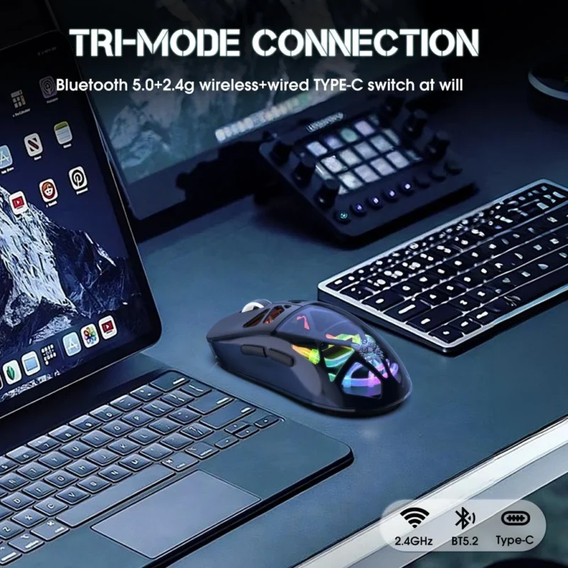 ONIKUMA CW930 Tri-Mode Wireless RGB Gaming Mouse White with 400Dpi and 11 RGB Lighting Modes 500mAH Battery 17 ONIKUMA CW930