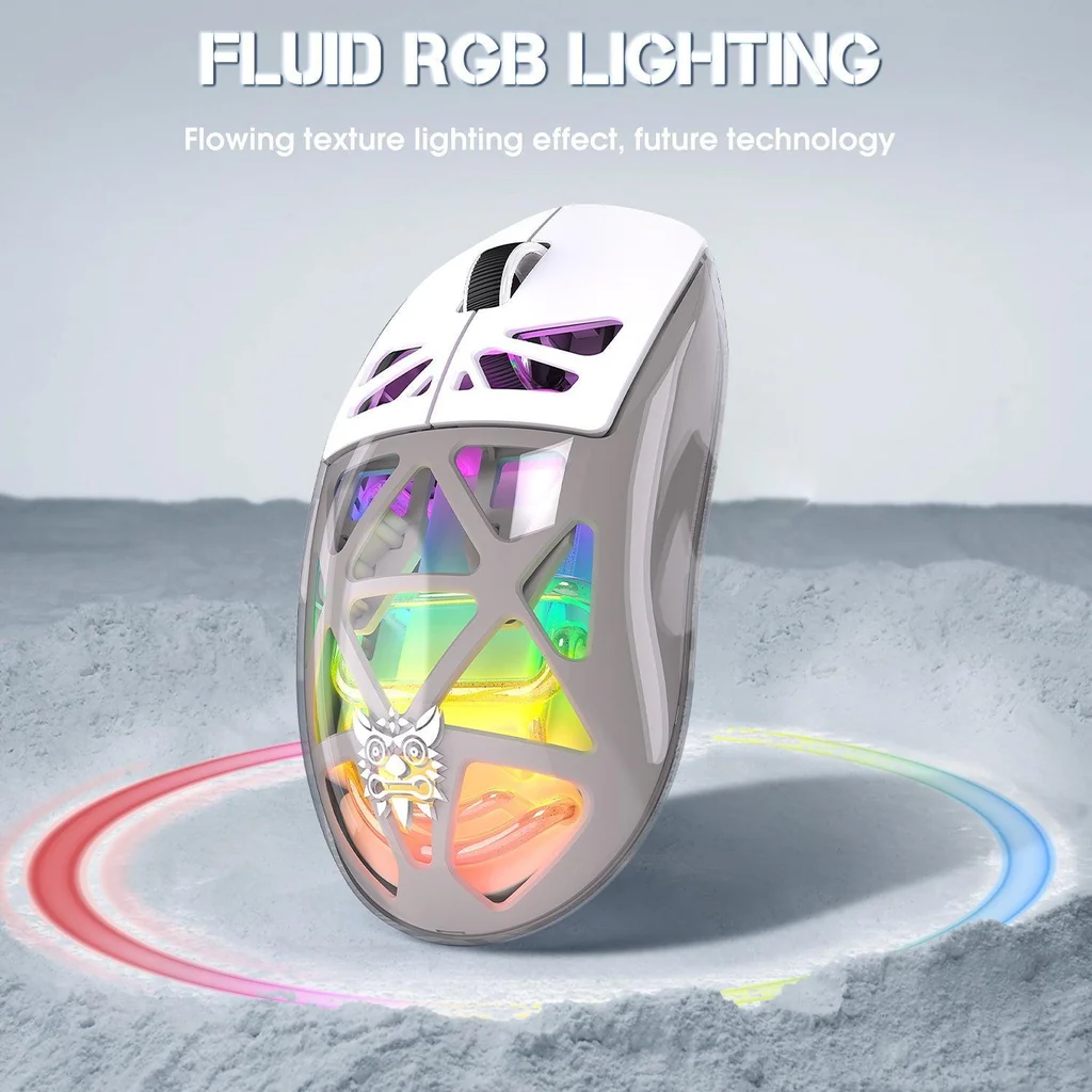 ONIKUMA CW930 Tri-Mode Wireless RGB Gaming Mouse White with 400Dpi and 11 RGB Lighting Modes 500mAH Battery 4 ONIKUMA CW930 Tri-Mode Wireless RGB Gaming Mouse White with 400Dpi and 11 RGB Lighting Modes 500mAH Battery - Image 4