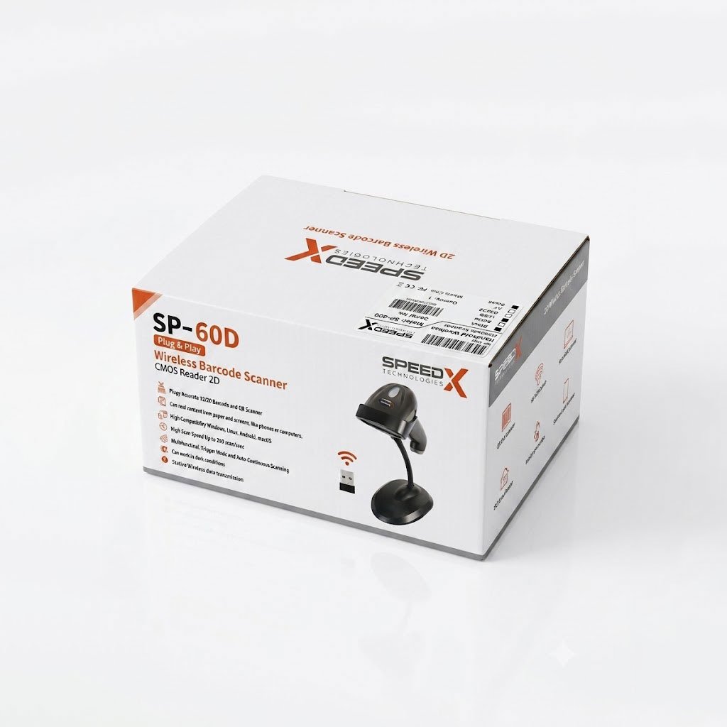 SpeedX 60D 2D CMOS Wireless 2.4Ghz Barcode Scanner with Stand 4 SpeedX 60D