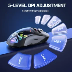ONIKUMA CW930 Tri-Mode Wireless RGB Gaming Mouse Black with 400Dpi and 11 RGB Lighting Modes 500mAH Battery 8 ONIKUMA CW930 Tri-Mode Wireless RGB Gaming Mouse Black with 400Dpi and 11 RGB Lighting Modes 500mAH Battery - Image 3