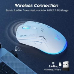 ONIKUMA CW917 Dual Mode Wireless RGB Gaming Mouse White 4800 DPI Rechargeable 6 Buttons Reliable Power Capacity - Image 5