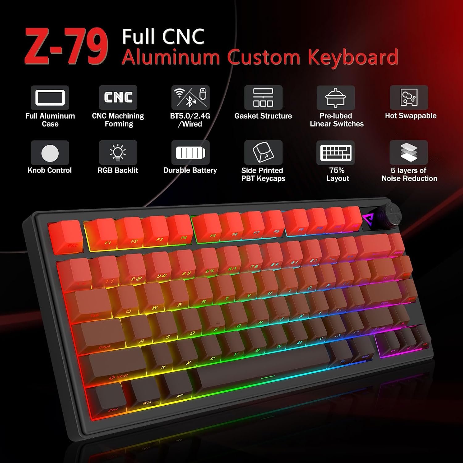 E-Yooso Z-79 Pro RGB Tri-Mode Mechanical Keyboard Gradient Red 79-Keys with Mint Mambo Switch Side Printed Keycaps 7 E-Yooso Z-79 Pro