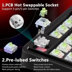 E-Yooso Z-79 Pro RGB Tri-Mode Mechanical Keyboard Gradient Red 79-Keys with Mint Mambo Switch Side Printed Keycaps 11 E-Yooso Z-79 Pro RGB Tri-Mode Mechanical Keyboard Gradient Red 79-Keys with Mint Mambo Switch Side Printed Keycaps - Image 5