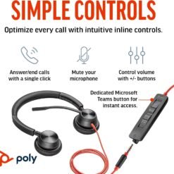 Poly Blackwire 3325 Wired Headset with USB A/C and 3.5mm Connector and Mic for PC & Work 9 Poly Blackwire 3325