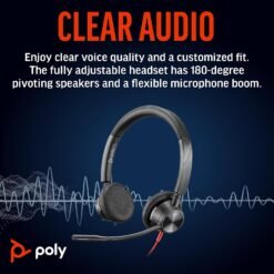 Poly Blackwire 3325 Wired Headset with USB A/C and 3.5mm Connector and Mic for PC & Work 8 Poly Blackwire 3325 Wired Headset with USB A/C and 3.5mm Connector and Mic for PC & Work - Image 4